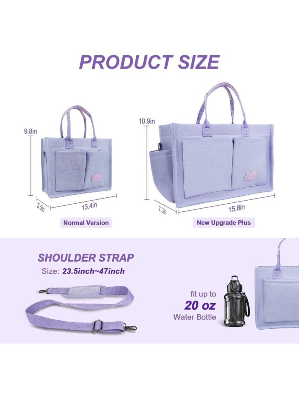 Women Purple Crossbody Tote Bag Pockets Laptop Work Shoulder Bag - Picture 7 of 7
